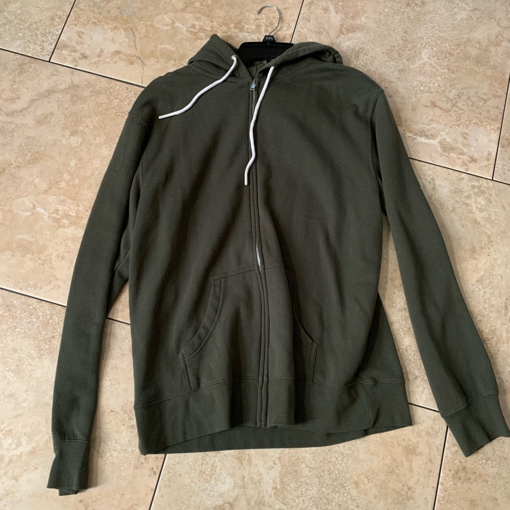 Plain green zip up hoodie